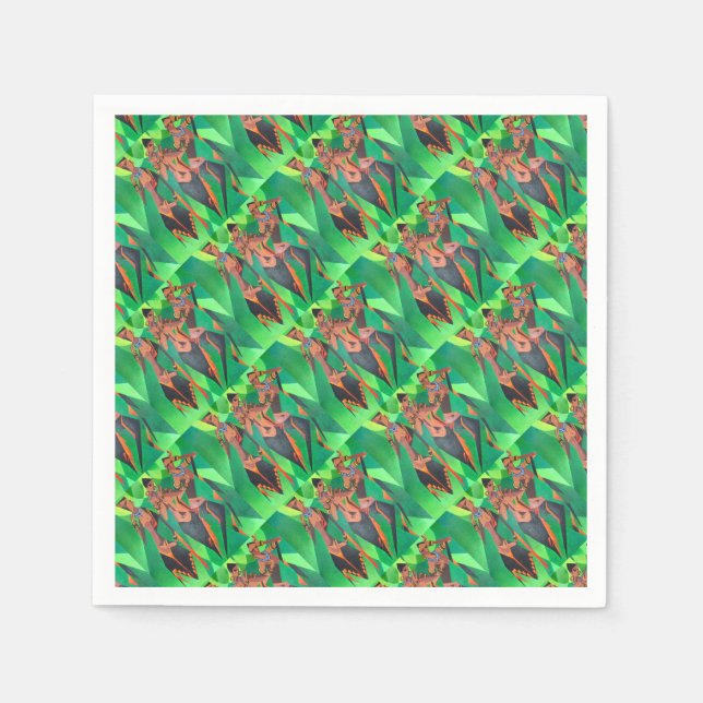 Three Ethnic Traditional Black Women Dancing Napkins (Front)