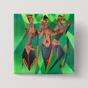 Three Ethnic Traditional Black Women Dancing Pinback Button