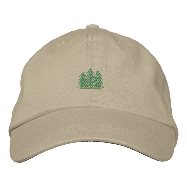 Three Evergreens Embroidered Baseball Cap (Front)