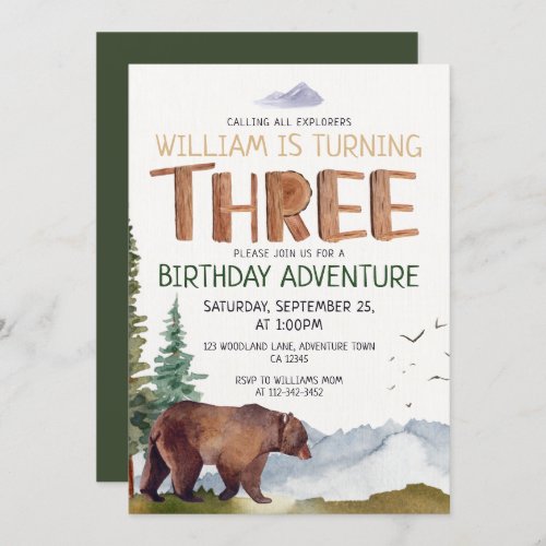 Three Explorer Kids Birthday Invitation