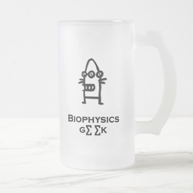 Three Eye Bot Biophysics Geek Frosted Glass Beer Mug (Right)