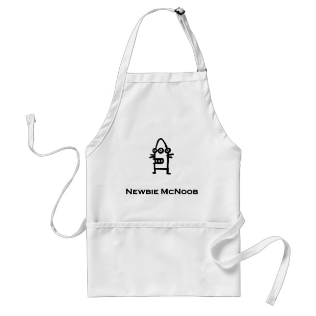Three Eye Bot Newbie McNoob Adult Apron (Front)