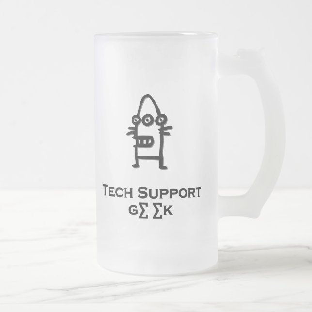 Three Eye Bot Tech Support Geek Frosted Glass Beer Mug (Right)