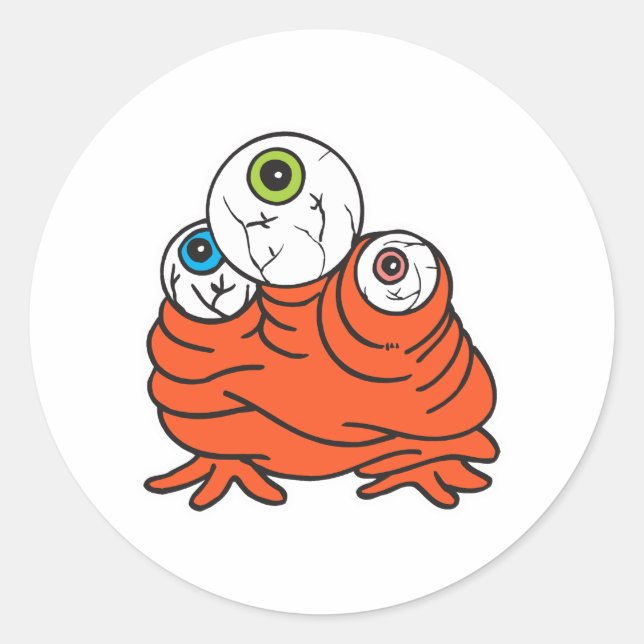 three eyeballs monster classic round sticker (Front)