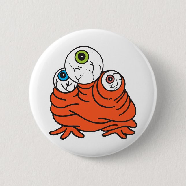 three eyeballs monster pinback button (Front)