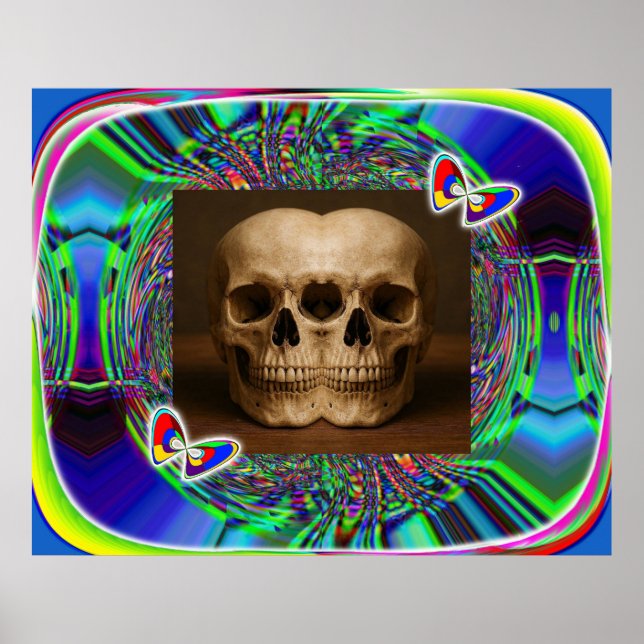 Three-eyed alien skull poster (Front)