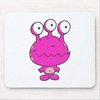 three eyed happy monster hot pink mouse pad