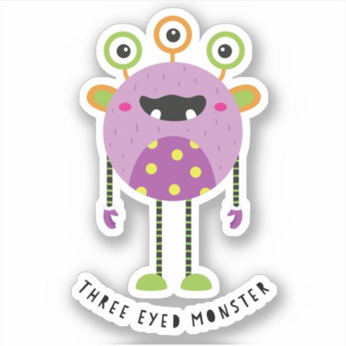 Three Eyed Little Monster Cute Halloween Sticker