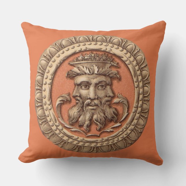  three faces print throw pillow (Front)