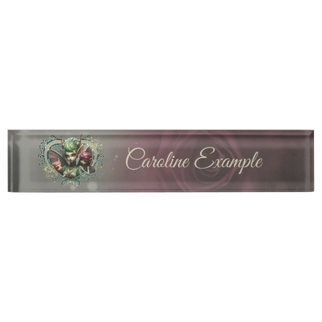 Three fairies, the companions of the magic heart.  desk name plate (Front)