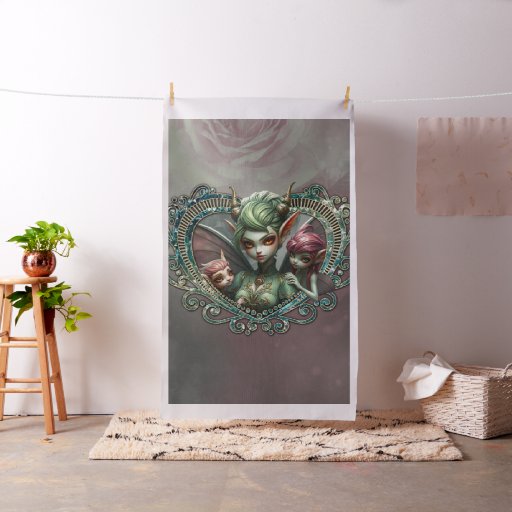 Three fairies, the companions of the magic heart.  fabric
