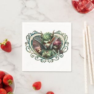 Three fairies, the companions of the magic heart.  napkins