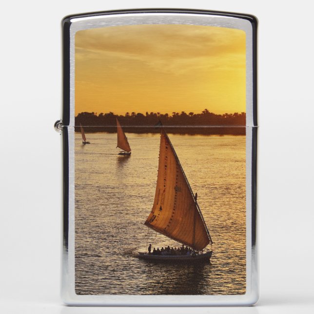 Three falukas with sightseers on Nile River at Zippo Lighter (Front)