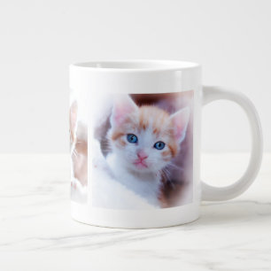 Three Family Pet Photo Collage Row Giant Coffee Mug