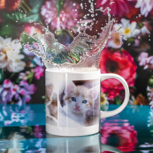 Three Family Pet Photo Collage Row Giant Coffee Mug