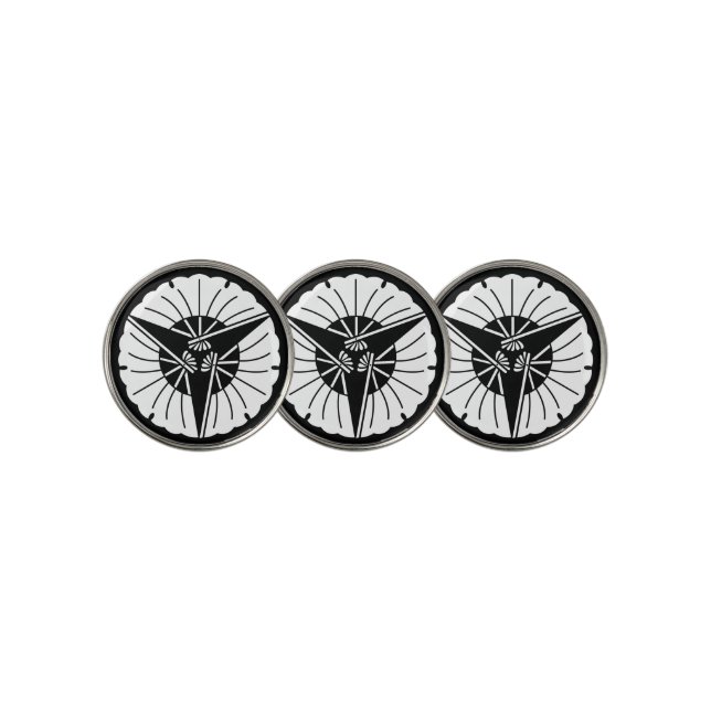 THREE-FAN GINGKO SILVER TIE PIN GOLF BALL MARKER (3 Up)
