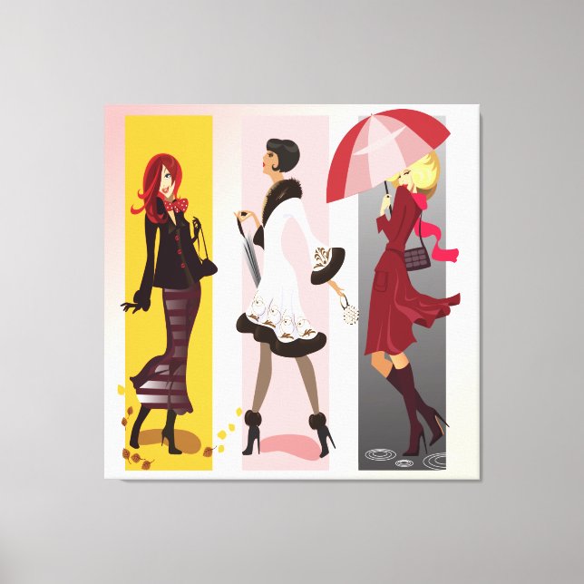 Three Fashion Models 2 Wrapped Canvas Print (Front)