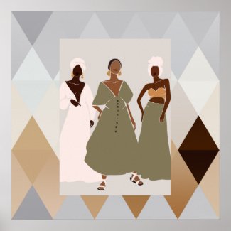 Three Fashionable Black Women Abstract Poster