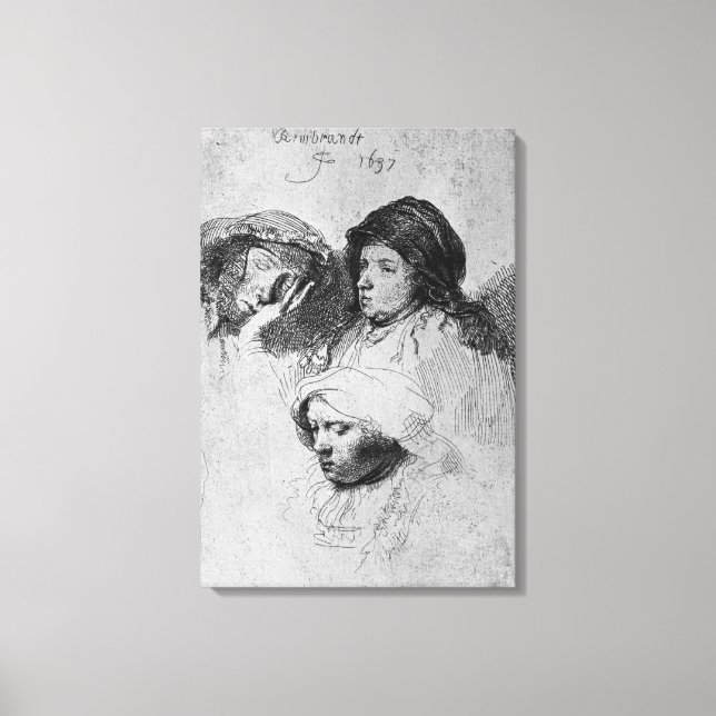 Three female heads with one sleeping, 1637 canvas print (Front)