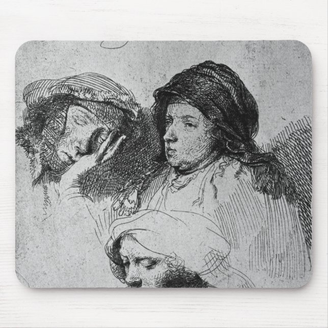 Three female heads with one sleeping, 1637 mouse pad (Front)