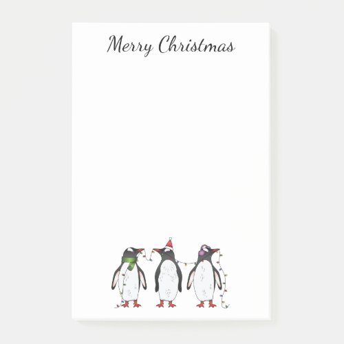 Three Festive Christmas Penguins With Custom Text Post_it Notes