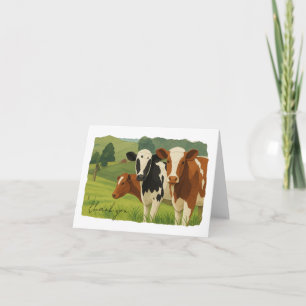 Three Field Cows Thank You Card