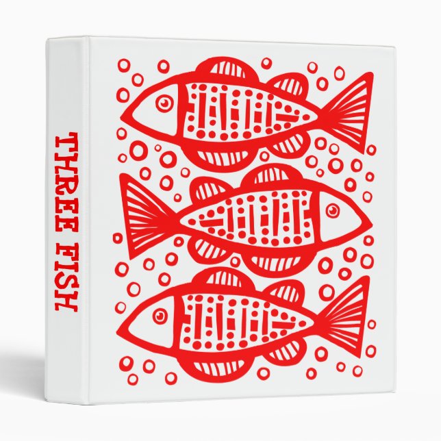 Three Fish - (1.0in) - Red 3 Ring Binder (Front/Spine)