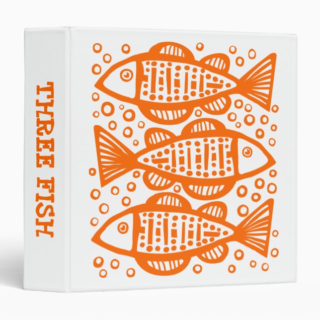 Three Fish - (1.5in) - Orange 3 Ring Binder (Front/Spine)