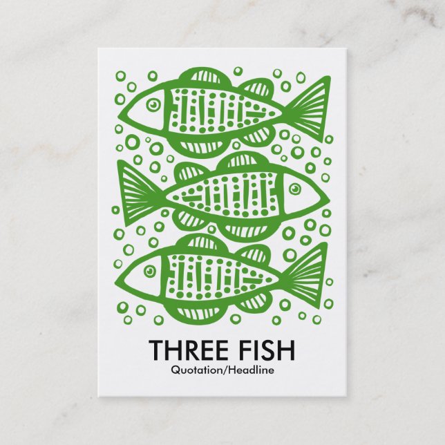 Three Fish - Avocado on White Business Card (Front)