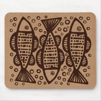 Three Fish - Cardboard Box Tex Mouse Pad