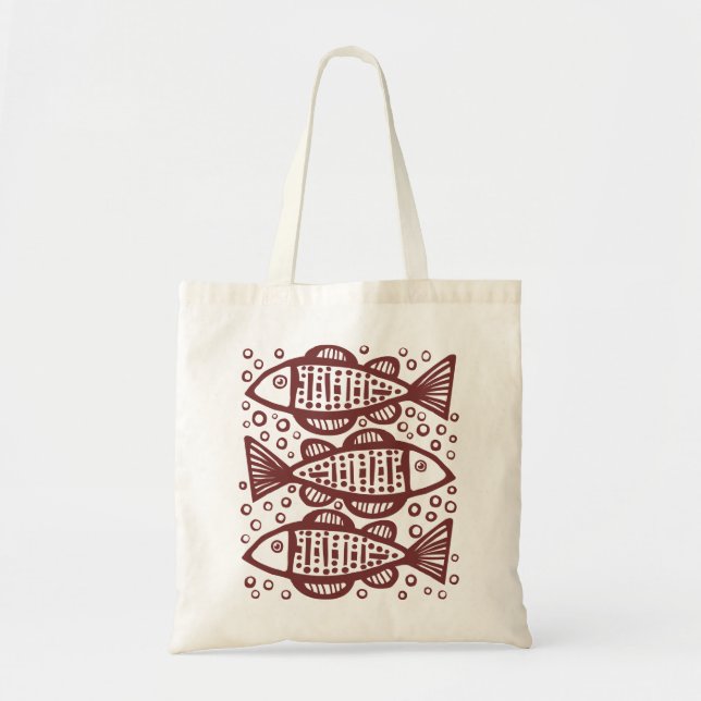Three Fish - Dark Brown Tote Bag (Front)