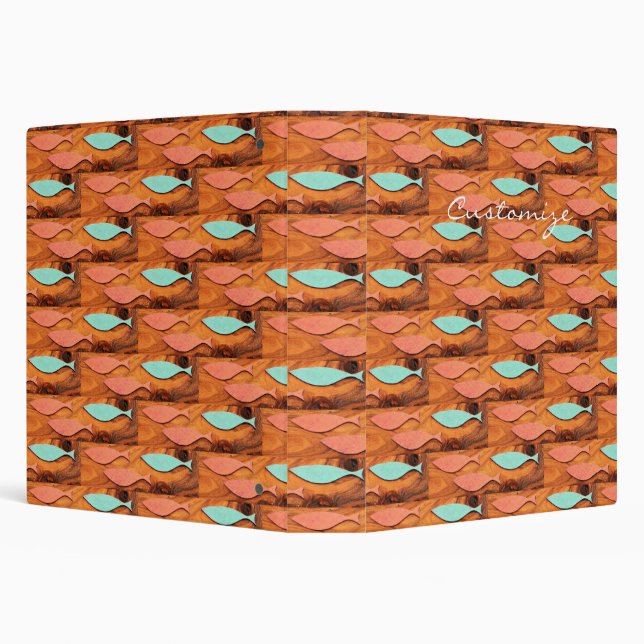 Three Fish Pattern Thunder_Cove 3 Ring Binder (Background)