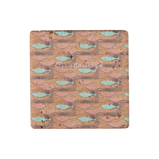 Three Fish Pattern Thunder_Cove Stone Magnet (Front)