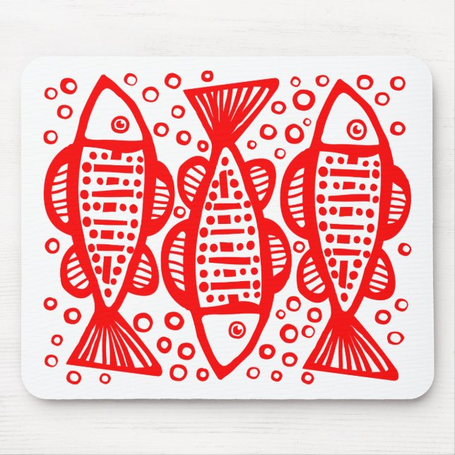 Three Fish - Red Mouse Pad (Front)