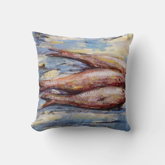 Three Fish Throw Pillow (Front)