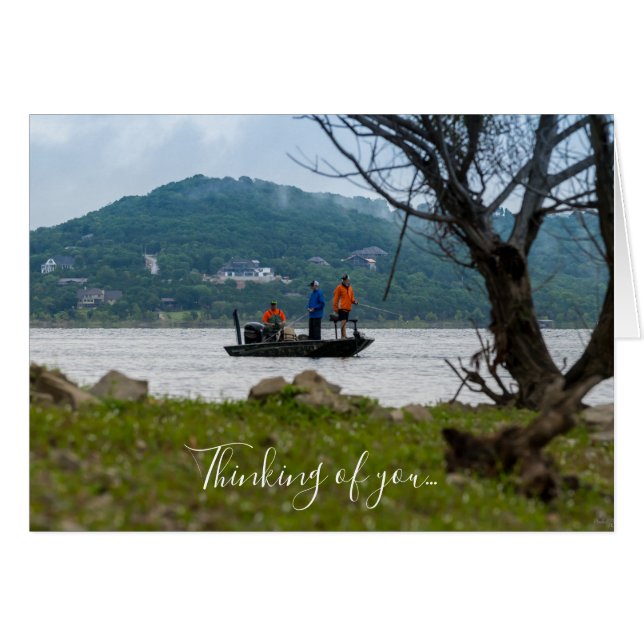 Three Fishermen On Table Rock Thinking Of You Cards (Front Horizontal)