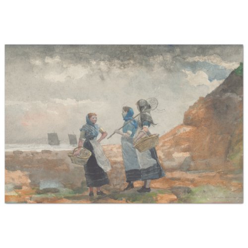 Three Fishing Girls at Tynemouth Northumberland Tissue Paper