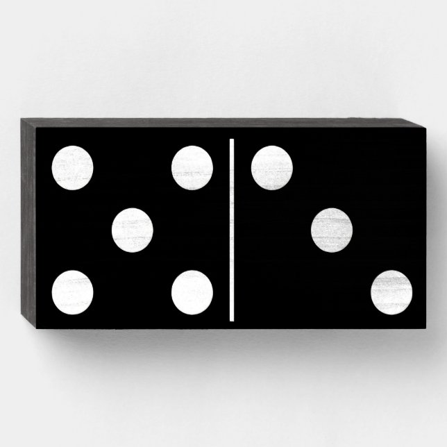 Three Five Black Domino Wood Box Wall Art  (Front Horizontal)