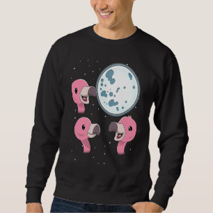 Three Flamingo Moon 3 Flamingos Howling At The Moo Sweatshirt