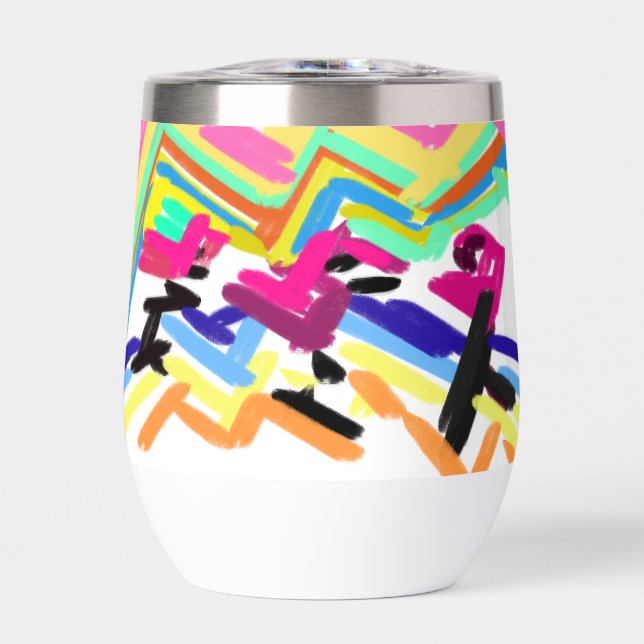 Three flamingo sunset tattoo thermal wine tumbler (Front)