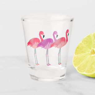 Three Flamingos Shot Glass