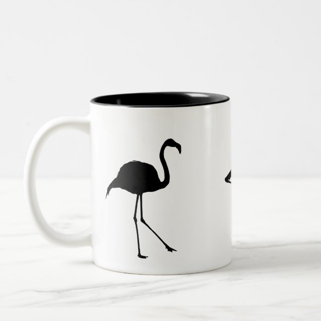 Three Flamingos Two-Tone Coffee Mug (Left)