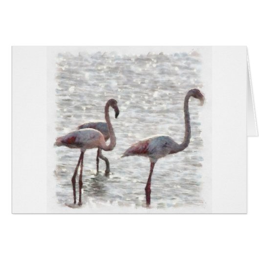 Three Flamingos Watercolor Cards (Front Horizontal)