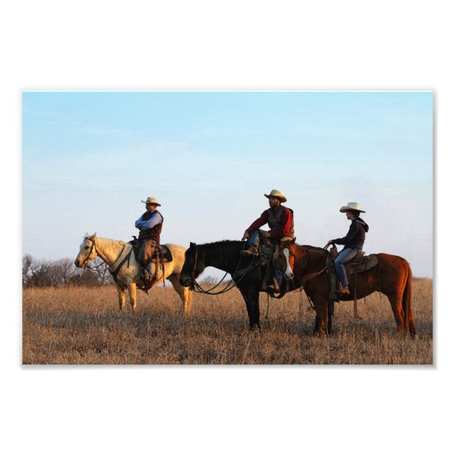Three Flint Hills Cowboys Photo Print (Front)