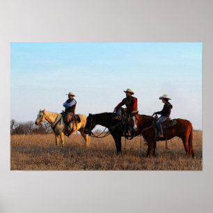 Three Flint Hills Cowboys Poster