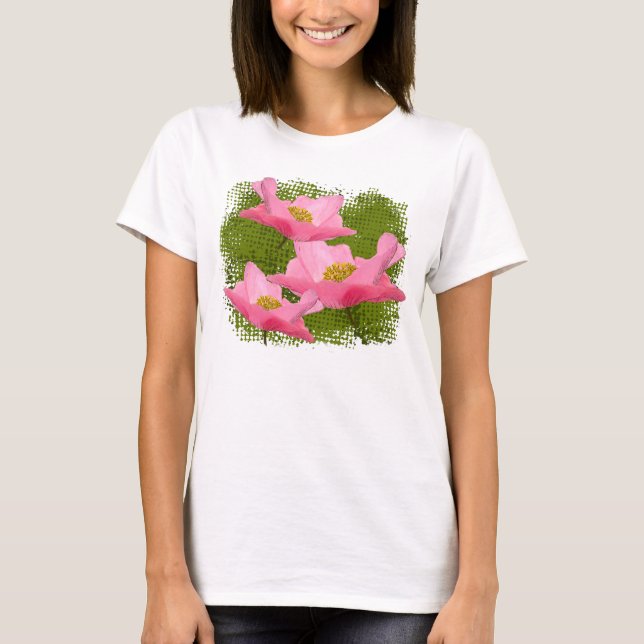 Three Floating Pink Poppies Close-up T-Shirt (Front)
