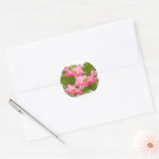 Three Floating Pink Poppy Close-up Classic Round Sticker