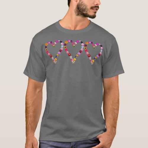 Three Floral Hearts made of Flowers T_Shirt