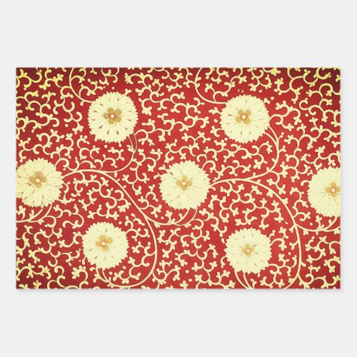 Three floral patterns _ elegant Chinese motifs Wrapping Paper Sheets
