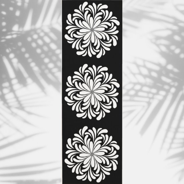 Three Flowers Black and White Yoga Mat (Creator Uploaded)